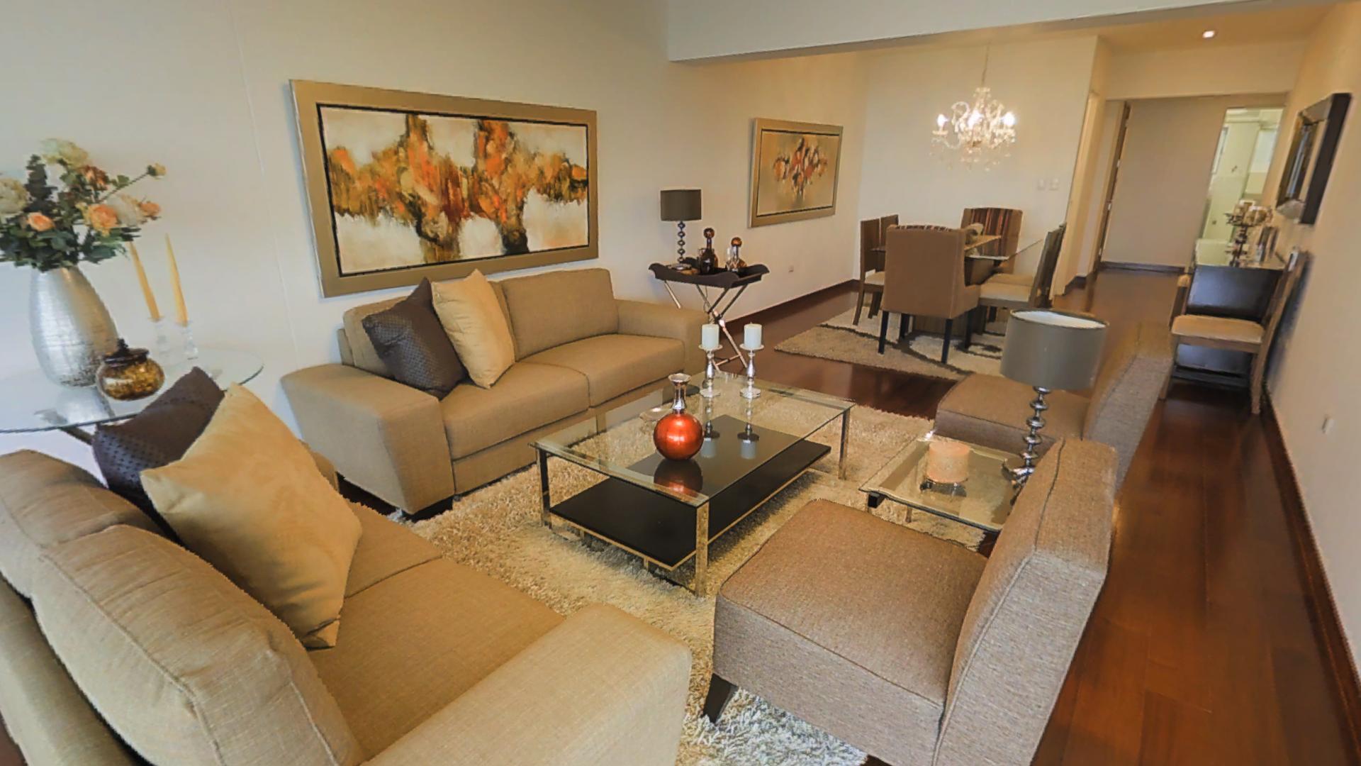 Recorrido virtual 360 de un departamento decorado de Residencial Meridian, Miraflores