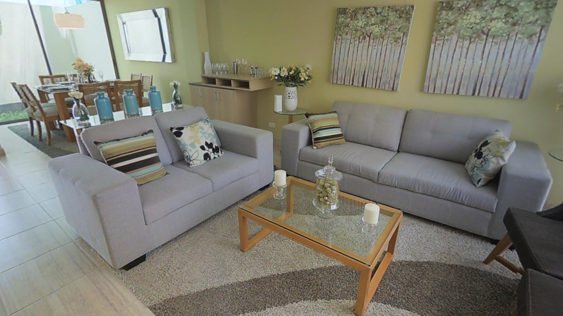 Recorrido virtual 360 de un departamento decorado del proyecto Las Condes, Líder