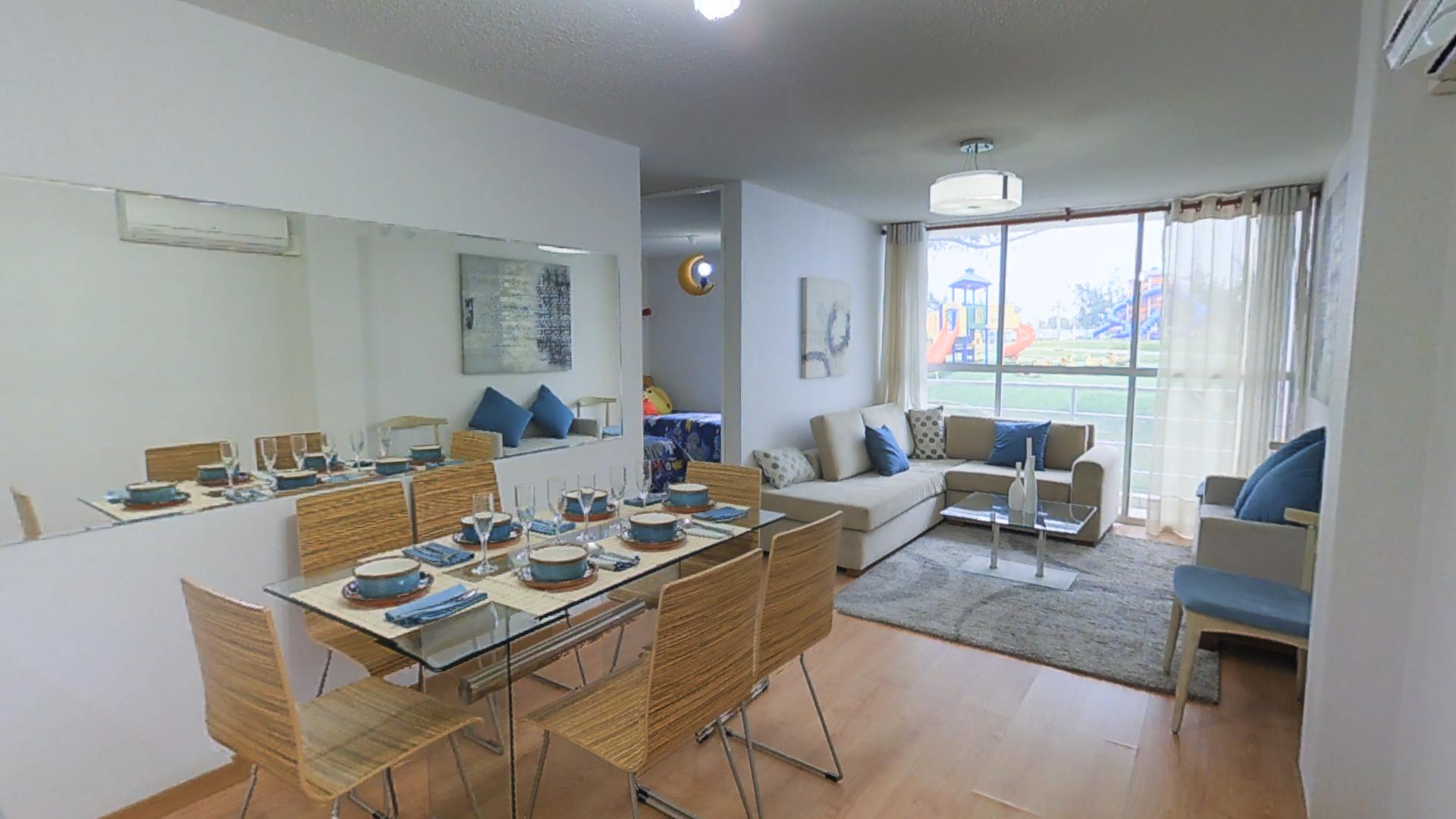 Recorrido virtual 360 de un departamento decorado de La Ribera de Santa Clara, Ate