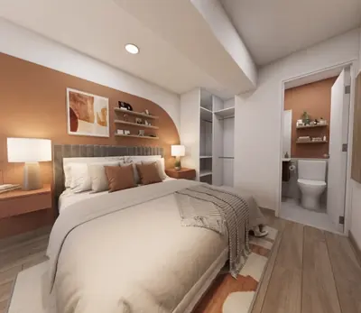 Dormitorio de un departamento de The Standard